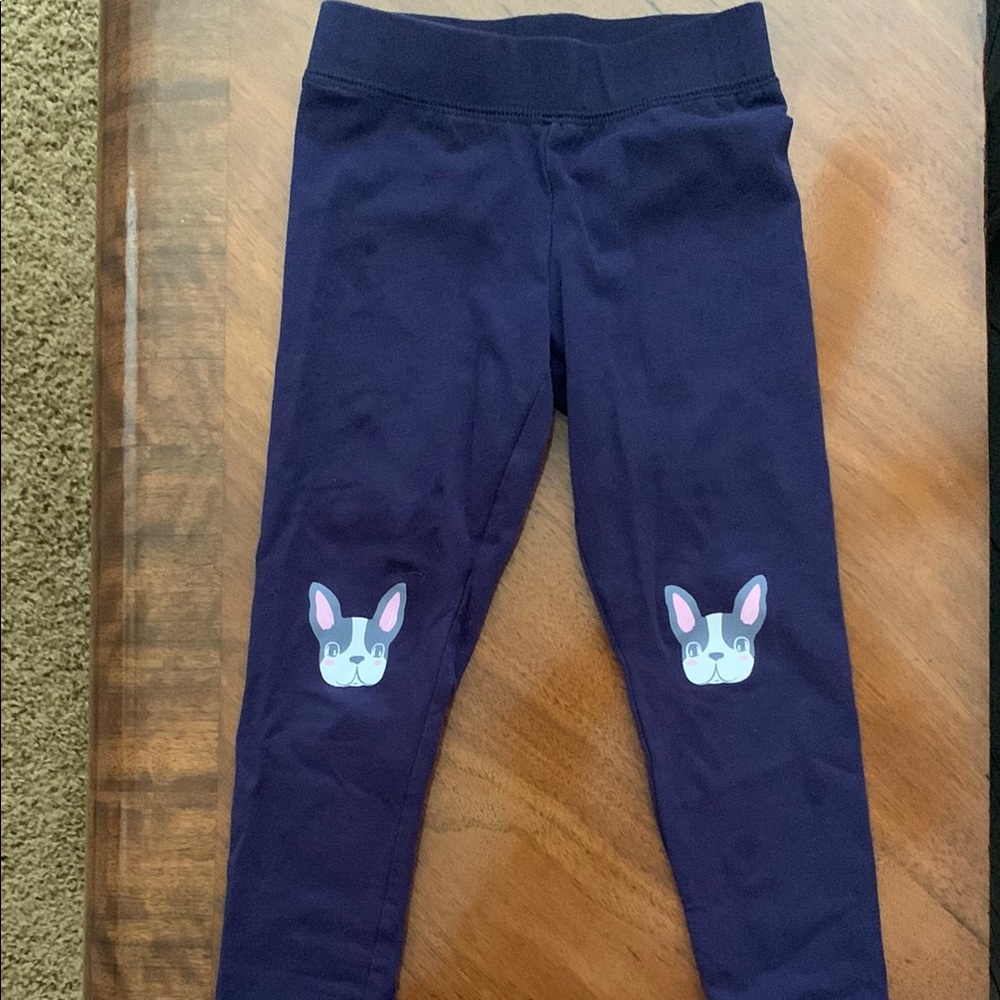 Kids Navy Leggings with Bunny Print